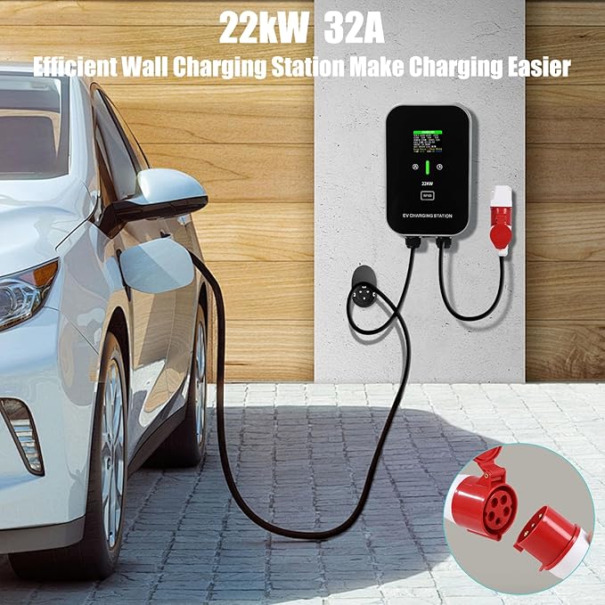 Wallbox Mobil Azyvum Type 2 cu mobil, 22 kW, 8–32A