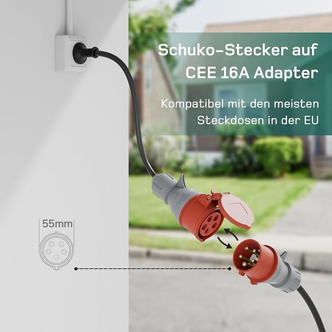 Wallbox Mobil DeAccessories 11kW cu Aplicație Wi-Fi și Control Inteligent Type 2