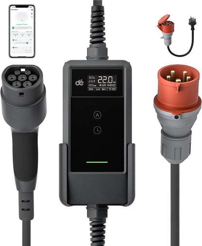 Wallbox Mobil DeAccessories  22kW /32A Trifazat și Aplicație Type 2