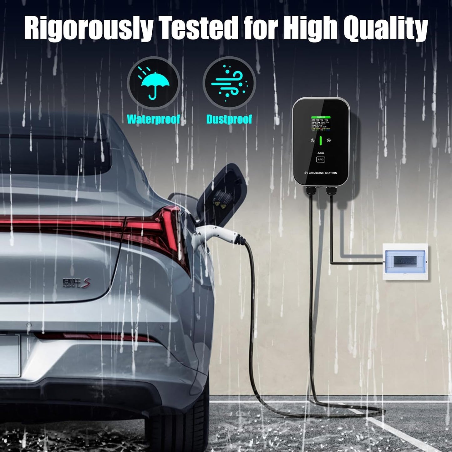 Wallbox Mobil Azyvum Type 2 cu mobil, 22 kW, 8–32A