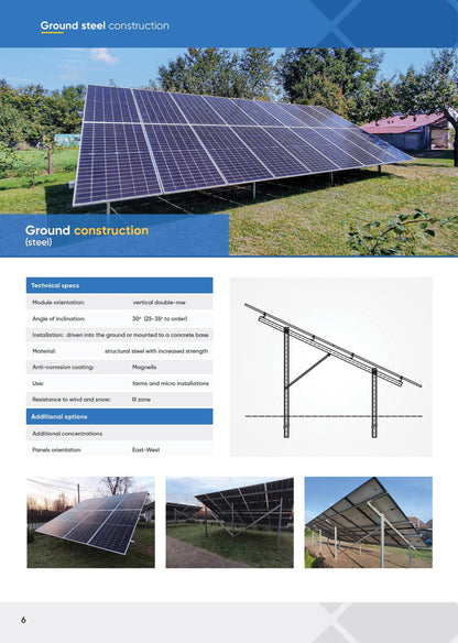Sistem de montaj fotovoltaic la sol pentru 800 module 28euro/ panel