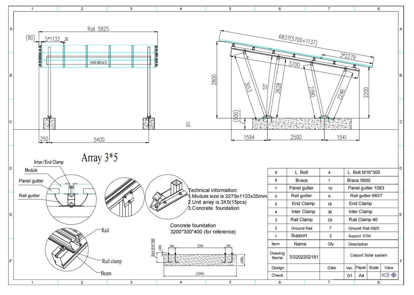 Carport din Aluminiu pentru 2 Mașini