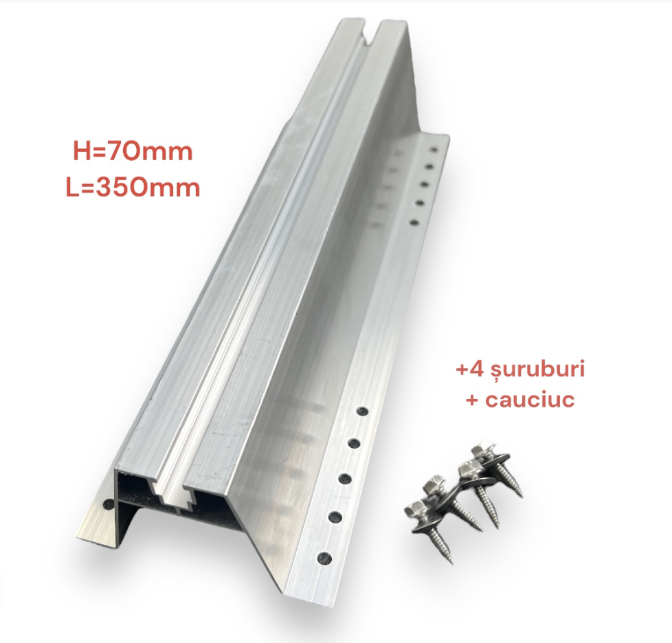 Șină mini-rail Punte trapezoidală 350mm H-70 din EPDM + - Aluminiu