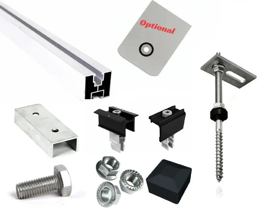 Stockschrauben - Bitumen / Schindeln / Etrenit Montage Set für 1 PV-Modul